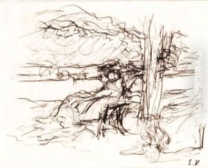 Lucy Hessel In A Field At Amfreville by Jean-Edouard Vuillard