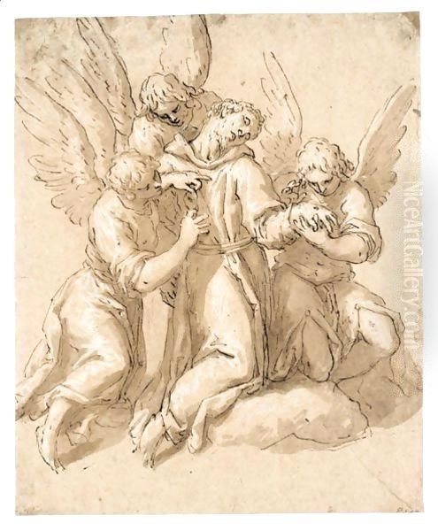 St. Francis Tended By Three Angels - view 1