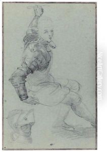 Seated Man In Armour With A Helmet by Federico Fiori Barocci
