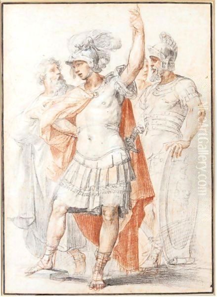King David Accompanied By Three Of His Followers - view 1