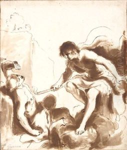 Prometheus Animating With Fire The Clay Figure Of A Recumbent Man by Giovanni Francesco Barbieri