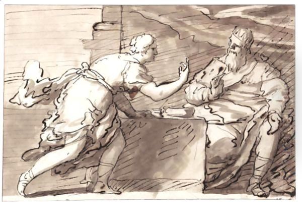 A Messenger Before A Seated King - view 1
