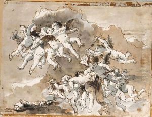 Putti In Clouds by Giovanni Domenico Tiepolo