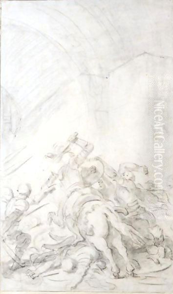 A Scene From Ariosto's Orlando Furioso, Canto 7 Ruggiero Defends Himself Against The Guardians Of Alcina's Palace - view 1