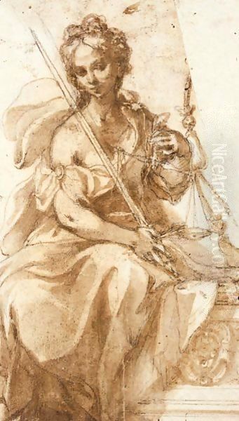 Seated Allegorical Figures Justice And Prudence - view 1
