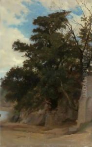 Trees In A Coastal Landscape by William-Adolphe Bouguereau