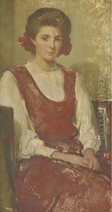 Portrait Of A Girl In Red Dress by John White Alexander