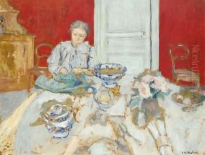Madame Vuillard Ecossant Dans La Salle A Manger by Jean-Edouard Vuillard