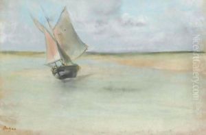 Bateau De Peche A L'Entree Du Port De Dives by Edgar Degas