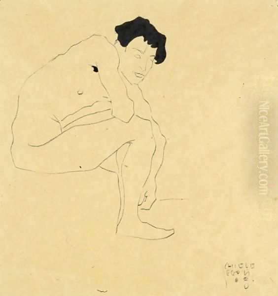Sitzender Mannlicher Akt (Seated Male Nude) - view 1
