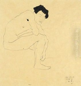Sitzender Mannlicher Akt (Seated Male Nude) by Egon Schiele