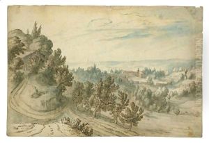 Paesaggio Collinoso Con Case E Convento by Pauwels I van Hillegaert