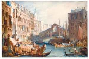 Ponte Di Rialto, Venice by Samuel Prout