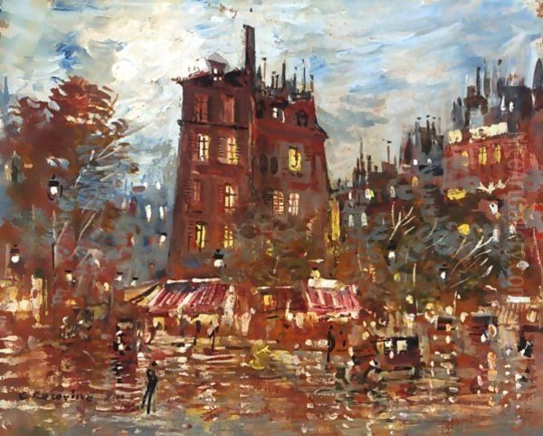 A Parisian Boulevard By Night - view 1