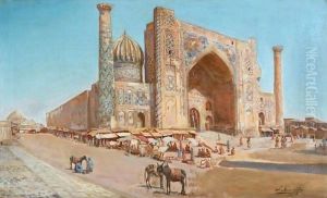 The Shir-Dor Mosque, Samarkand by Richard Karlovich Zommer