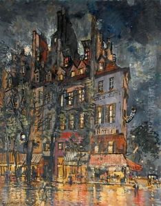 Parisian Street Corner At Night by Konstantin Alexeievitch Korovin