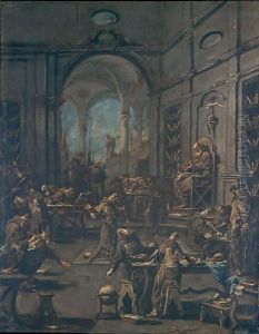 La Biblioteca Del Convento Con Frati Novizi Al Lavoro by Alessandro Magnasco