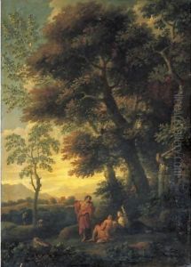 A Landscape With Figures Resting In The Foreground A Landscape With Figures Resting In The Foreground
