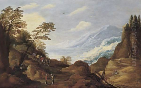 Travellers In A Mountainous Landscape - view 1