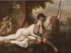 Venus Relating To Adonis The Story Of Hippomenes And Atalanta by Benjamin West