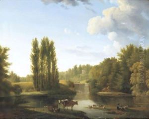 Landscape With A Waterfall by Alexandre-Hyacinthe Dunouy