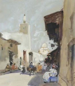 A North African Street Scene by Hercules Brabazon Brabazon