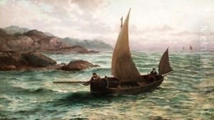 Fishermen Returning, Morning At Stone Head, Connemara, Ireland by Thomas Rose Miles