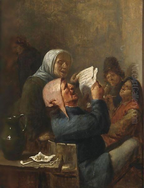 A Man And A Woman Singing In An Inn, Other Peasants Smoking And Drinking Nearby - view 1