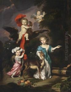 A Pastoral Family Portrait Of Four Children by Nicolaes Maes