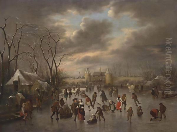 A Winter Landscape With A View Of Haarlem From The North With The Eentjes Or Leidse Waterpoort And The Langebrug, And A View Of The St. Bavo And The Bakenesse Church Beyond - view 1