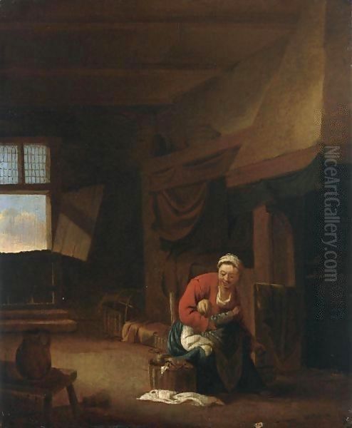 An Interior With A Mother Feeding Her Child - view 1