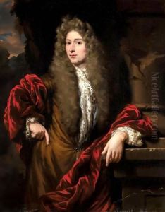 Portrait Of A Gentleman, Three-Quarter Length, Wearing A Red Mantle