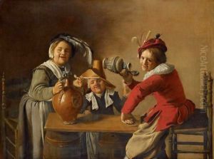 An Interior With Children Drinking And Mischief-Making by Jan Miense Molenaer