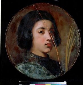 A Young Boy, Bust Length, Wearing Armour And Holding A Martyr's Palm, Possibly Saint George