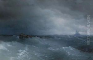 The Stormy Sea At Nightfall
