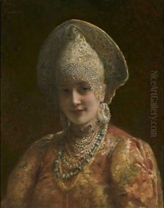 The Young Boyarina by Konstantin Egorovich Egorovich Makovsky