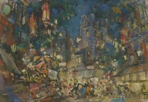 Paris At Night 4 by Konstantin Alexeievitch Korovin