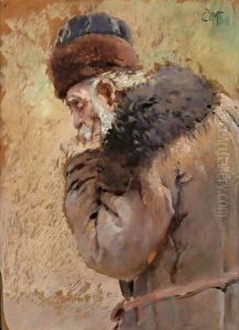 Study Of An Old Man by Konstantin Egorovich Egorovich Makovsky