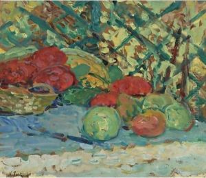 Still Life With Fruit And Basket by Nicolas Tarkhoff