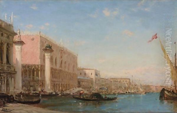 Gondalas At The Doges' Palace, Venice - view 1