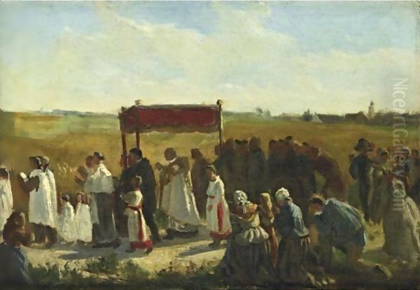 Study For The Blessing Of The Wheat In Artois by Jules Breton