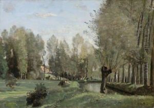 Le Printemps Pres D'Arras, Au Bord De La Scarpe by Jean-Baptiste-Camille Corot