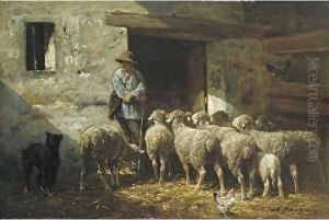 The Shepherd by Charles Emile Jacque