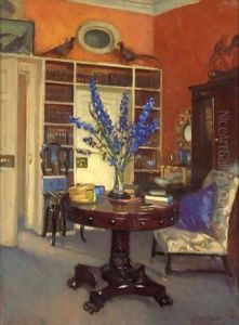 Orange And Blue, The Library At Ardilea by Patrick William Adam