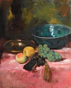 Still Life With Fruit And A Blue Bowl by George Leslie Hunter