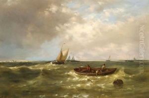 Fishermen Hauling In Their Nets On Choppy Seas
