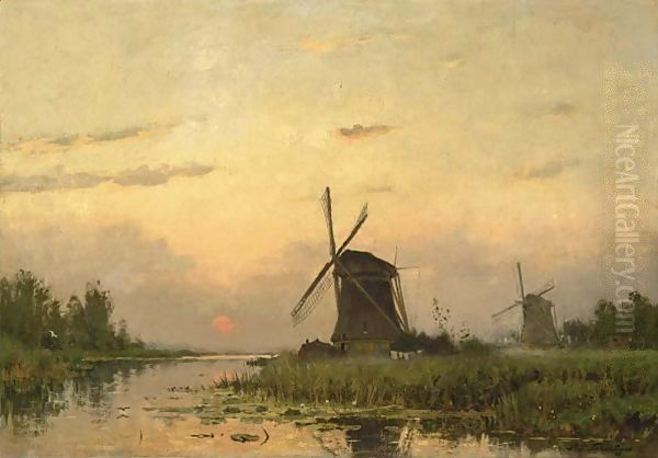 Windmills At Dawn In A Summer Landscape - view 1