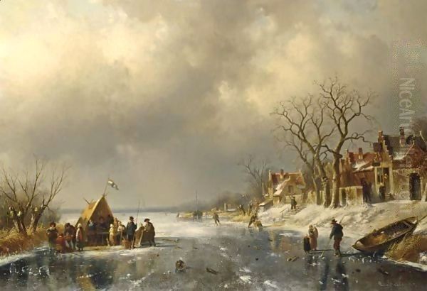 Skaters On A Frozen River With Figures - view 1
