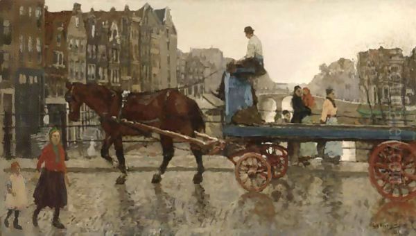 A Horse-Drawn Cart Crossing The Eenhoornsluis On The Korte Prinsengracht, Amsterdam - view 1