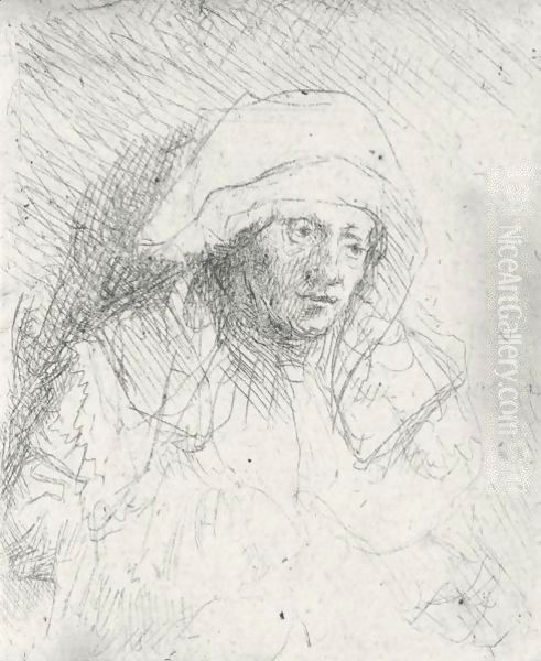 Sick Woman With A Large White Headdress - view 1